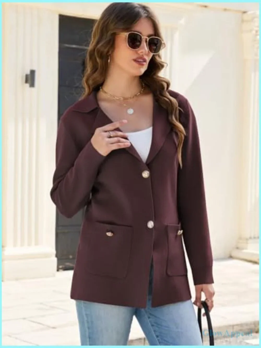 Lightweight Rayon Blazer Cardigan Button Front Pockets Business Casual